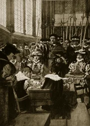 Une intrusion de Wolsey dans les Communes, 1523, illustration de 